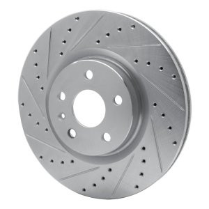 Cadillac CTS Brake Rotor (1) - Front Left - R1 Concepts - Drilled & Slotted - Silver - `08-`17